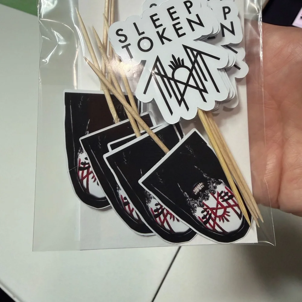 Sleep Token Themed Party Cupcake Toppers - Black and White